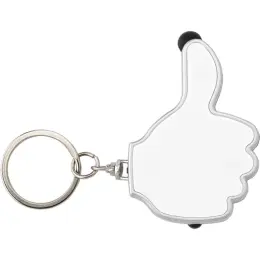 3 in 1 Thumbs Up Keychain with Stylus and LED Light White